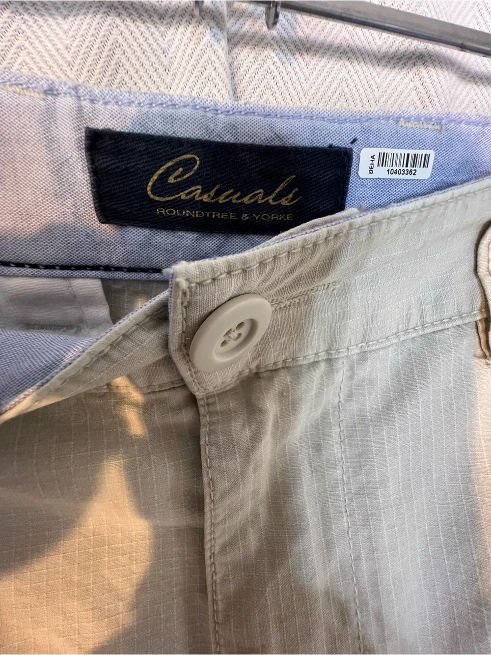 Roundtree & Yorke Casual Men’s Cotton Pants Beige Pockets Textured 32X30 👍